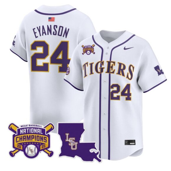 Mens Youths Kids Womens Anthony Eyanson LSU Tigers 2025 CH Stitched White Jersey